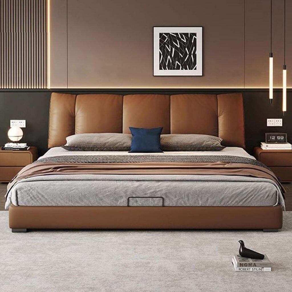 ヴィンテージ ブラウン レザー フルサイズ ベッドフレーム