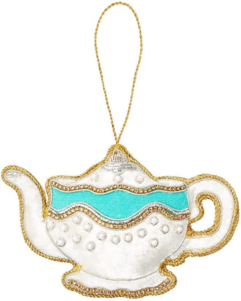 Fortnum & Mason クローバーリーフ ナイルの水色 ティーポット ゴールド刺繍