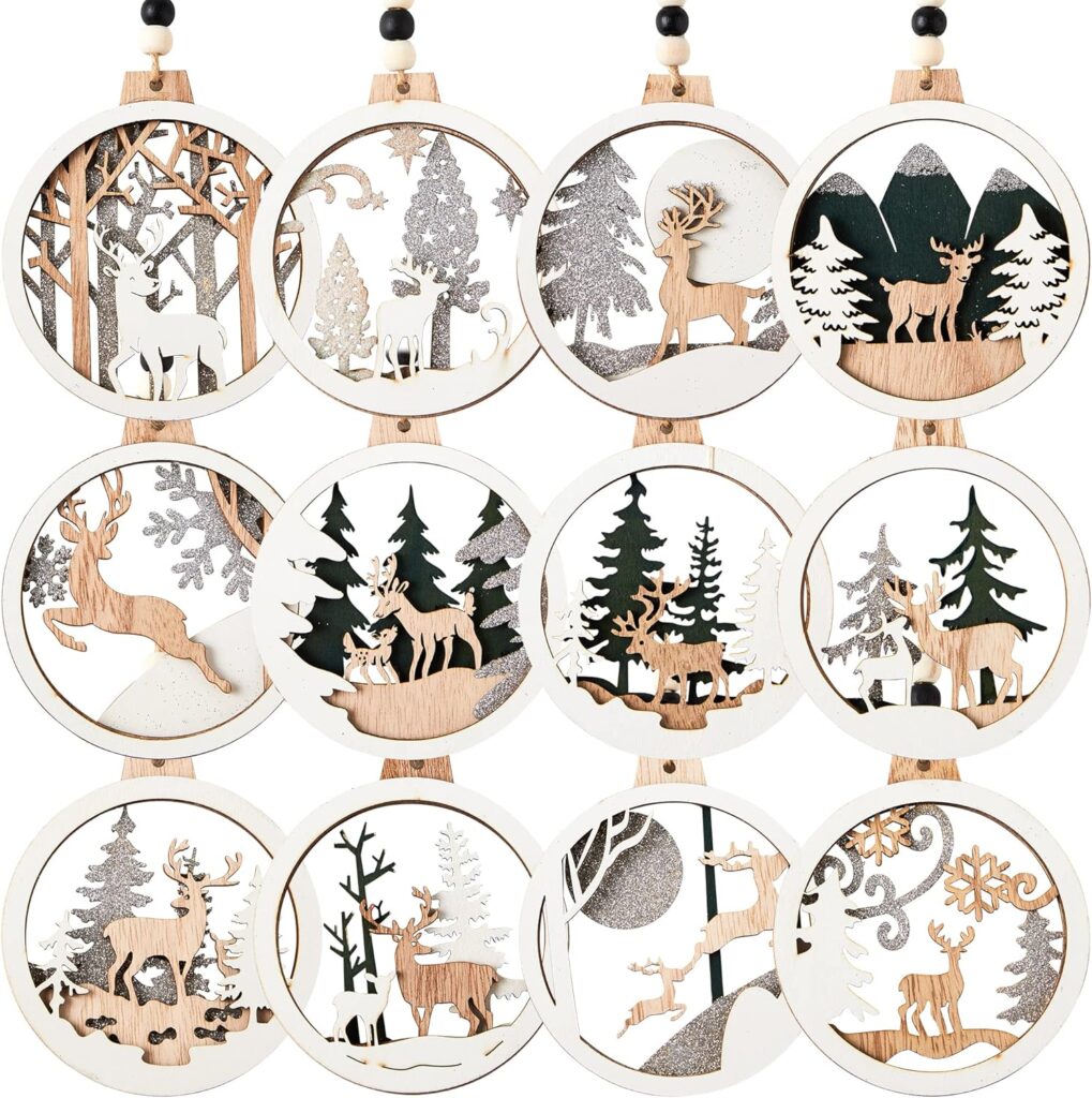 JOIEDOMI 12個 木製吊り下げオーナメント