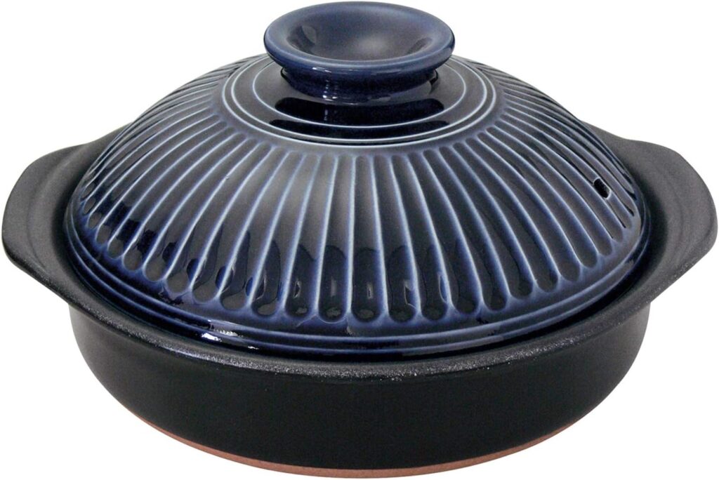 銀峯陶器 土鍋 菊花 瑠璃