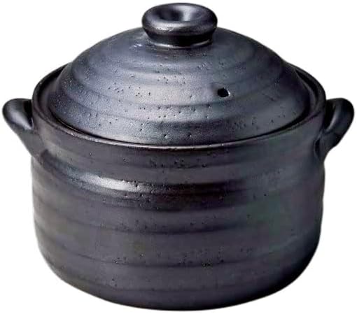 萬古焼 土鍋 ご飯 ih 3合炊き 黒釉メタル