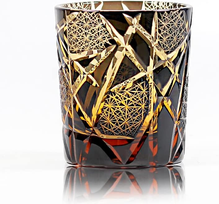 切子 稲妻シリーズ 琥珀色の底・黒