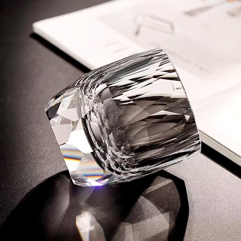 極簡純色 切子細工 クリスタルロックグラス