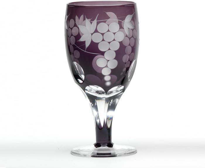 硝子工房 彩鳳 江戸切子 葡萄文様 ムラサキ